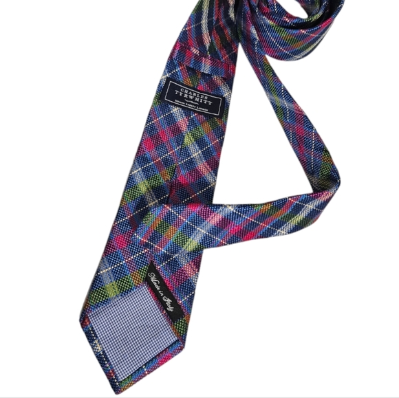 CHARLES TYRWHITT Blue/Pink Tartan Silk DESIGNER Tie ITALY - Picture 4 of 5